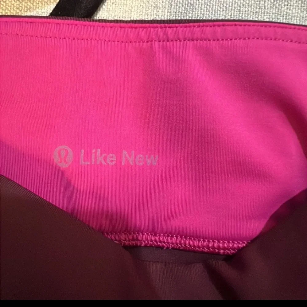 Lululemon Burgundy Pink Ruched Reflective Running‎ Leggings Size 6 Zipper Pocket